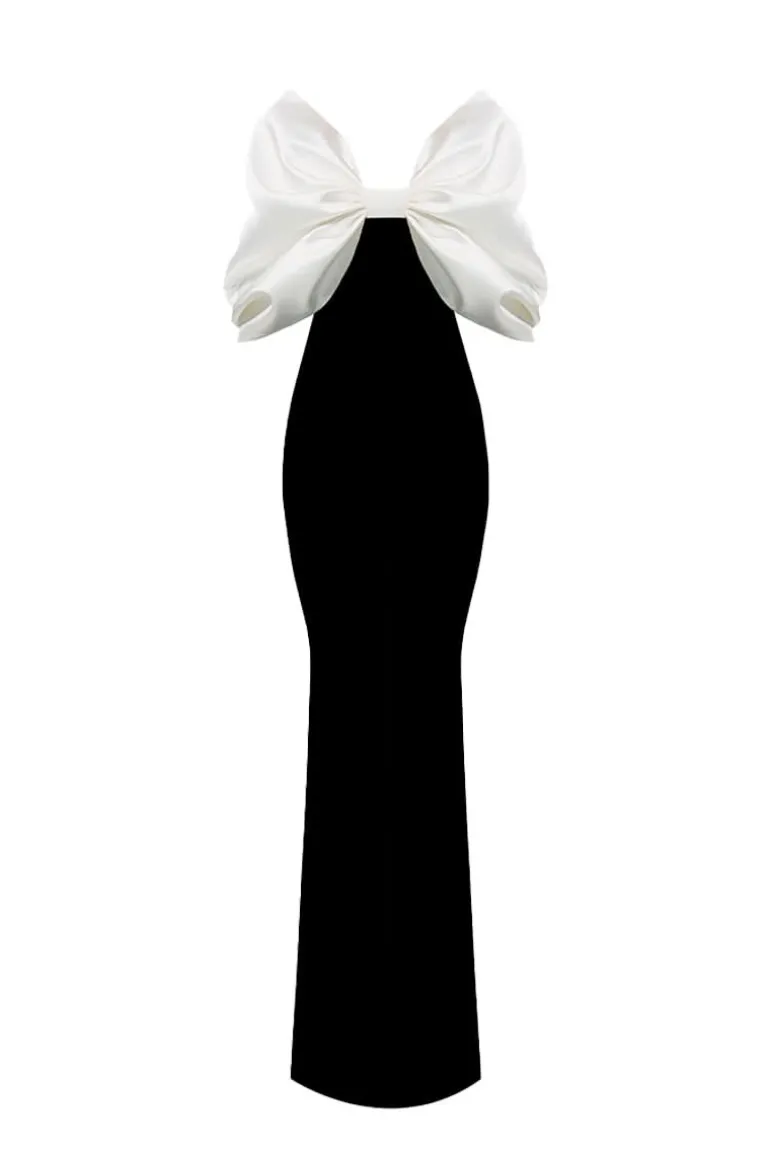 Dresses<CULT MIA NUR KARAATA X BUCKINGHAM GOWN BLACK-WHITE