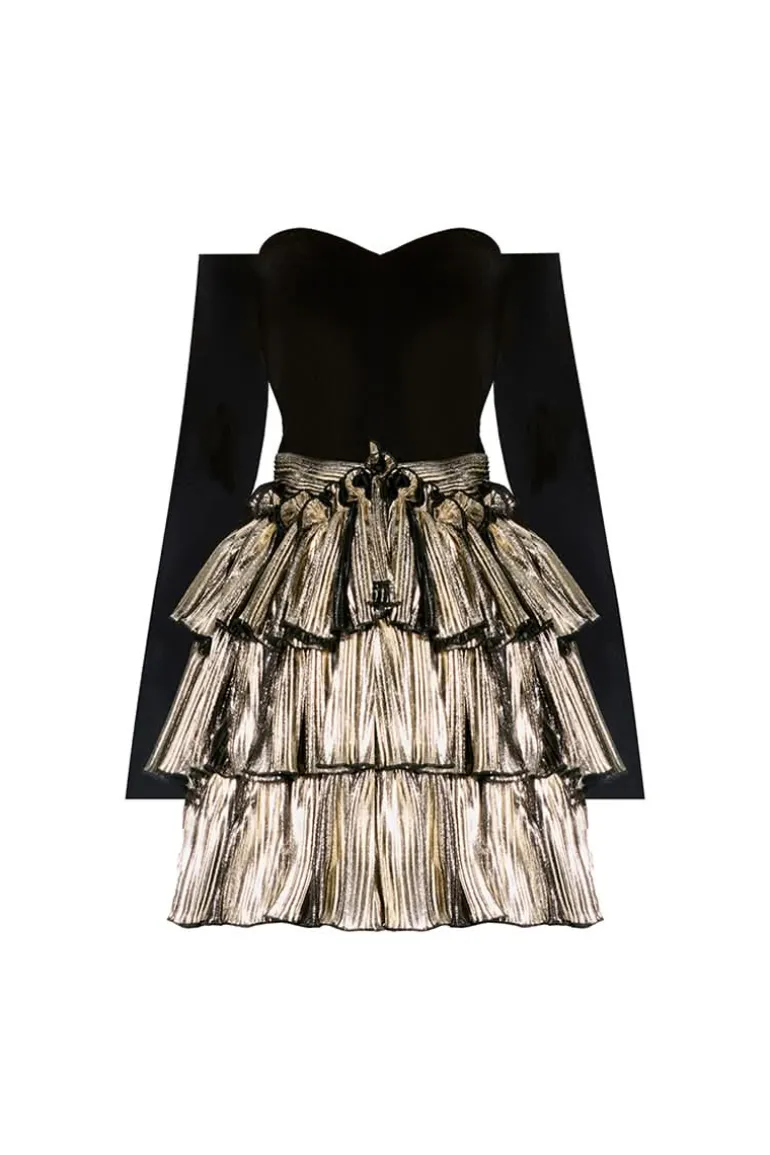 Dresses | Mini Dresses<CULT MIA NUR KARAATA X VERSAILLES MINI DRESS BLACK-GOLD
