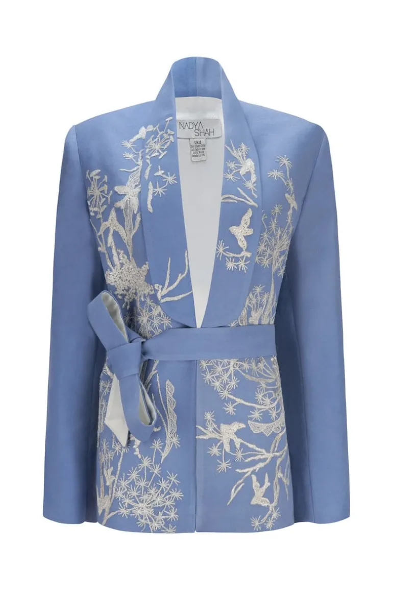 Jackets<CULT MIA NYLA POWDER BLUE BELTED JACKET Blue/White