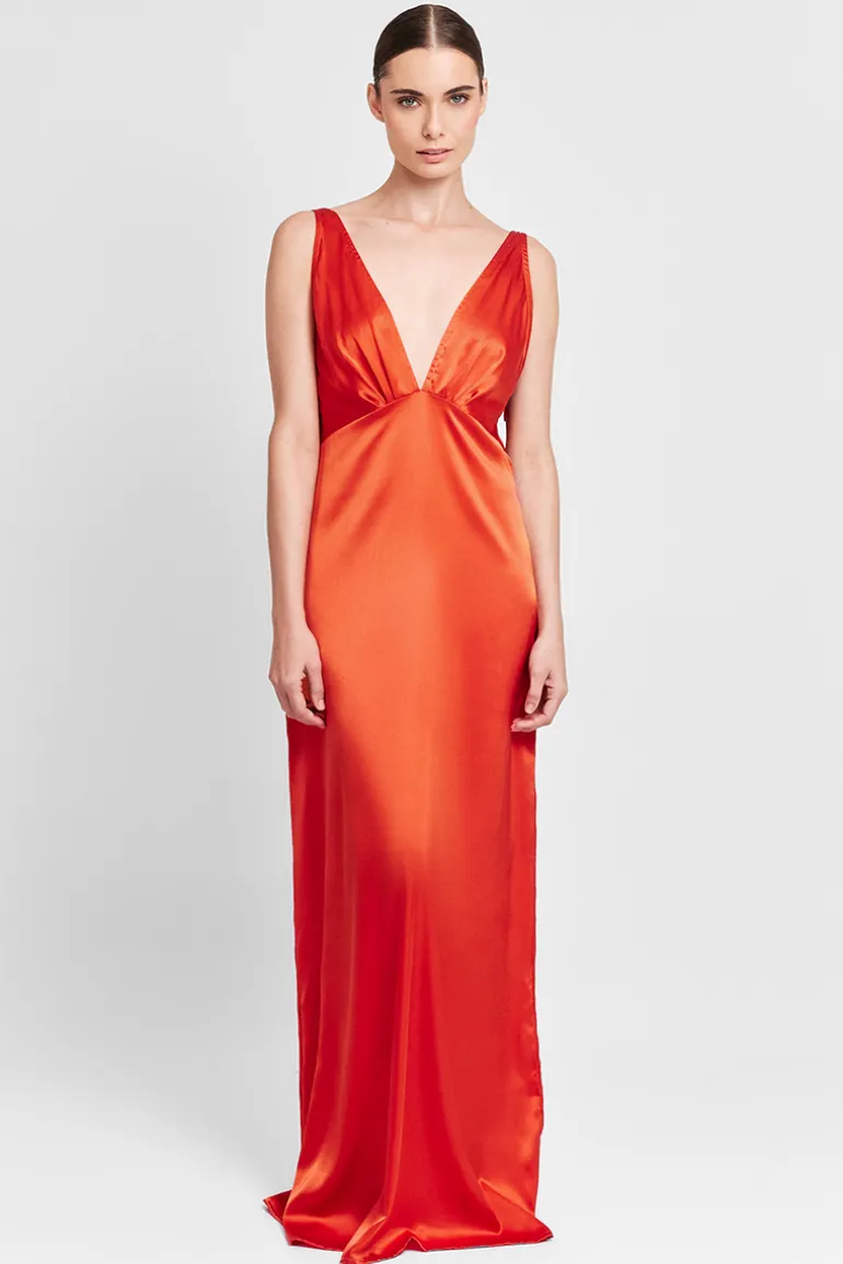 Dresses<CULT MIA SILK MAXI DRESS Ocre