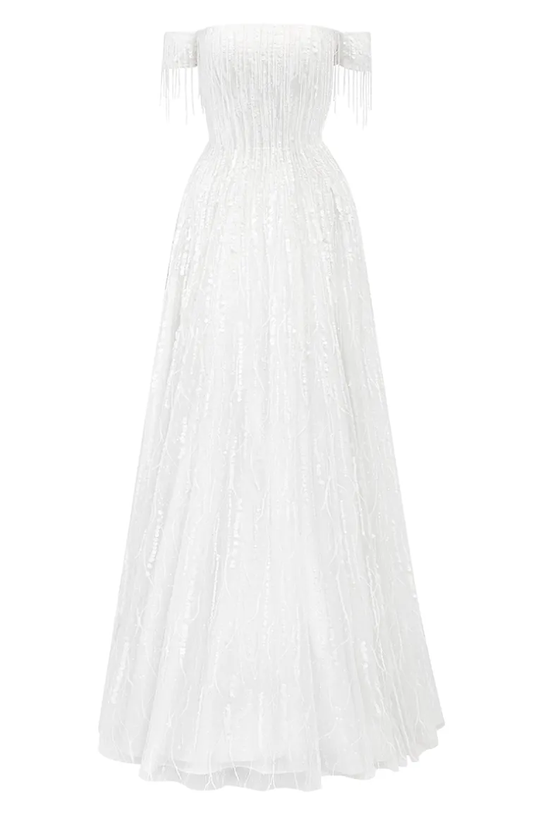 Dresses | Gowns<CULT MIA OFF-SHOULDER SEQUIN EMBELLISHED DRESS White