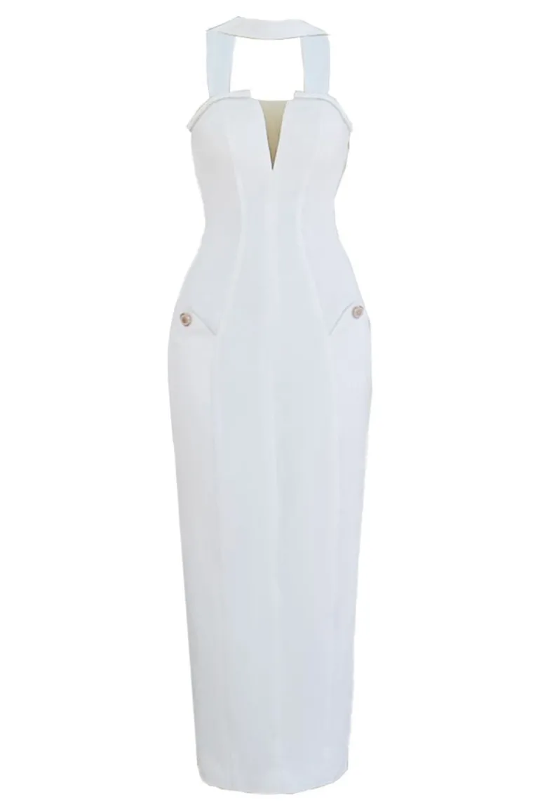 Dresses | Midi Dresses<CULT MIA OLD MONEY MIDI DRESS WITH NECK GAITER White