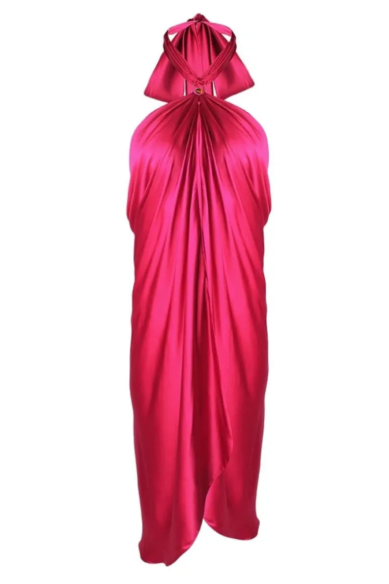 Dresses | Midi Dresses<CULT MIA OLIVA HALTERNECK MIDI DRESS Magenta
