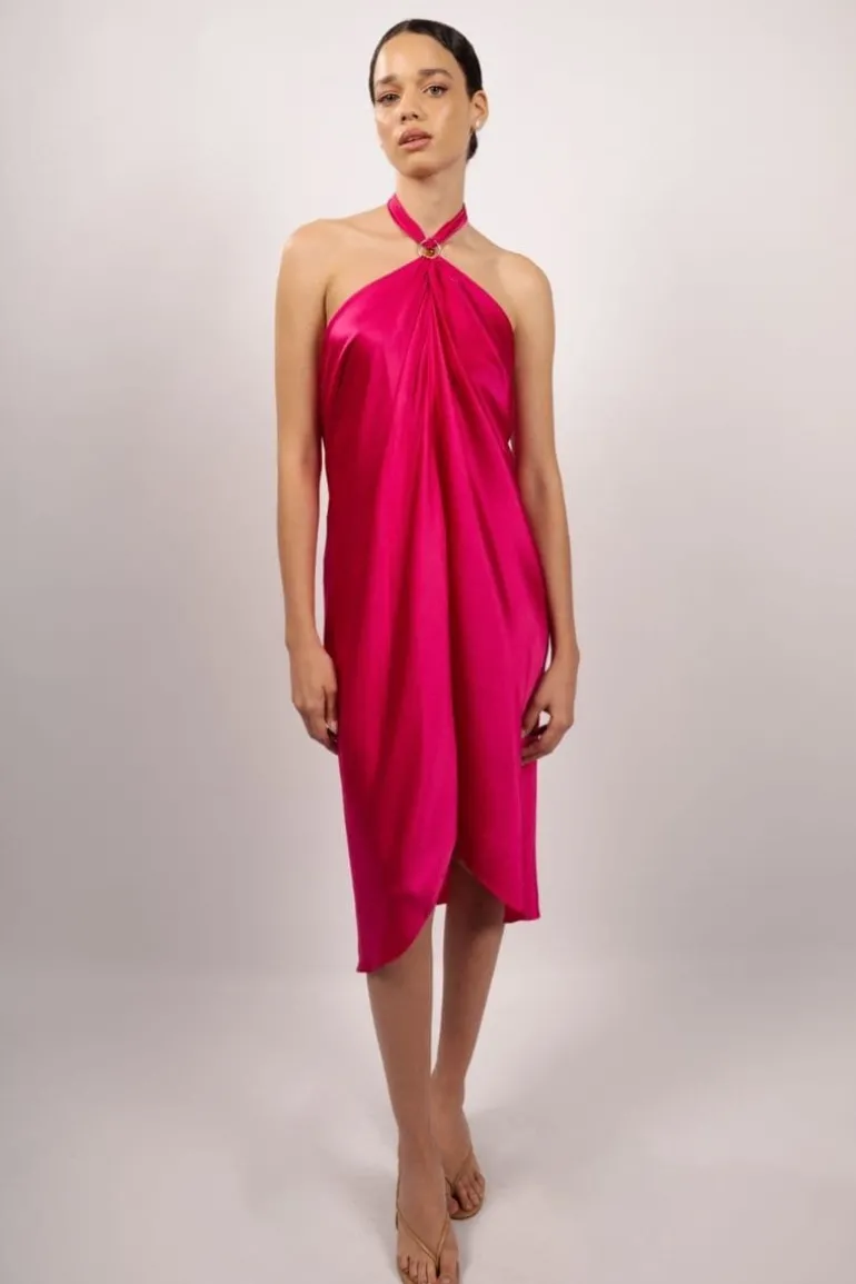 Dresses | Midi Dresses<CULT MIA OLIVA HALTERNECK MIDI DRESS Magenta