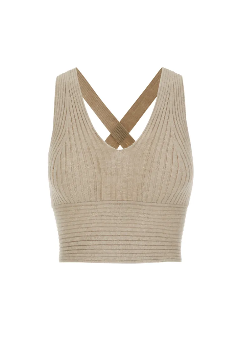 Tops<CULT MIA OLIVIA CASHMERE BRALETTE IN Sand