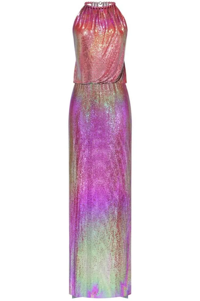 Dresses<CULT MIA OLYMPIA IRIDESCENT MESH MAXI DRESS Pink