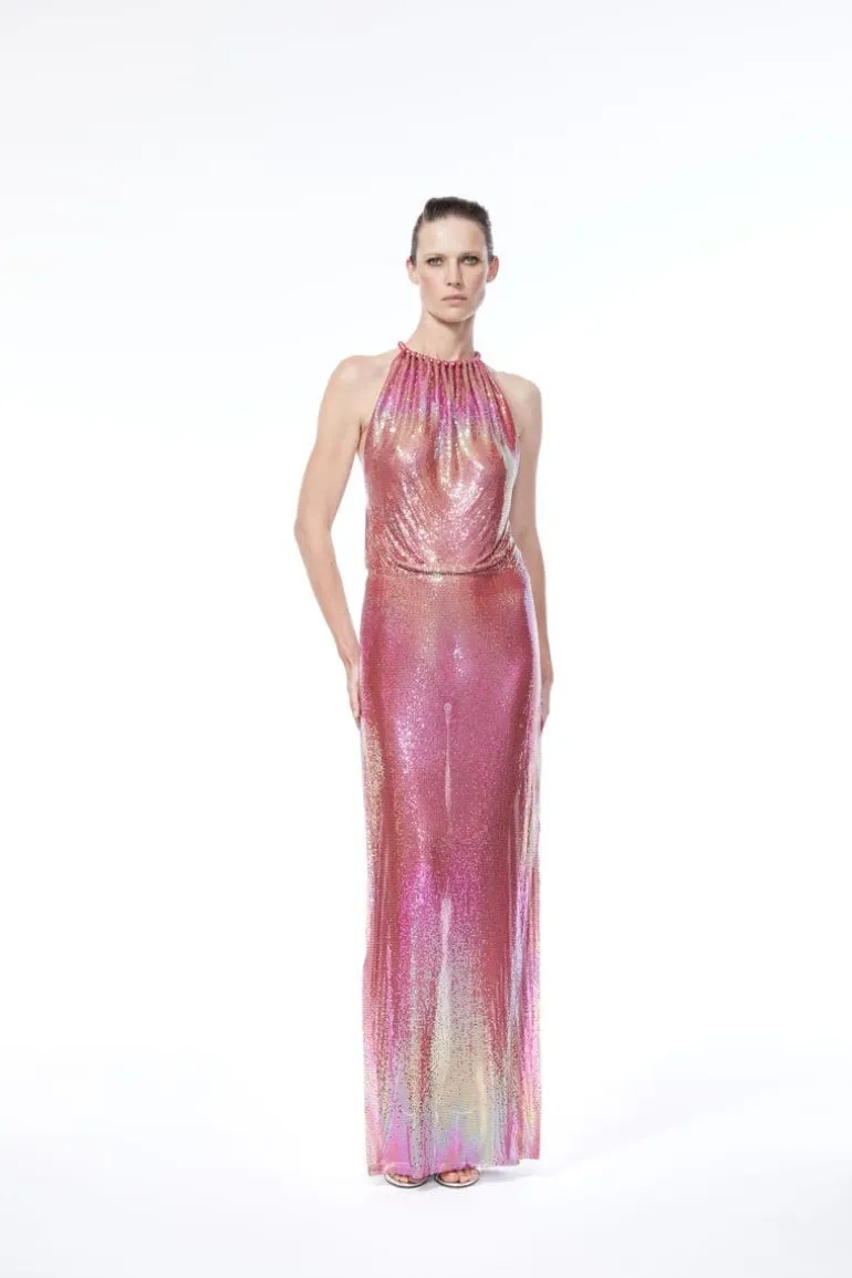 Dresses<CULT MIA OLYMPIA IRIDESCENT MESH MAXI DRESS Pink