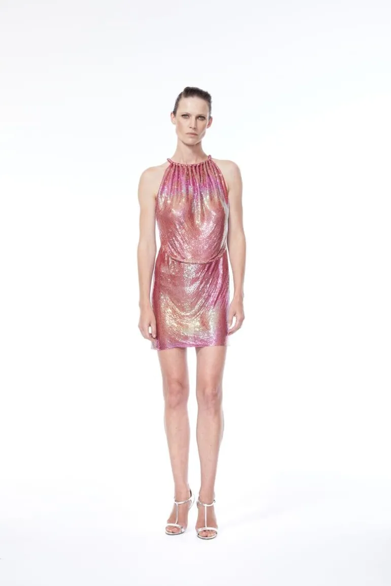 Dresses | Mini Dresses<CULT MIA OLYMPIA IRIDESCENT MESH MINI DRESS Pink