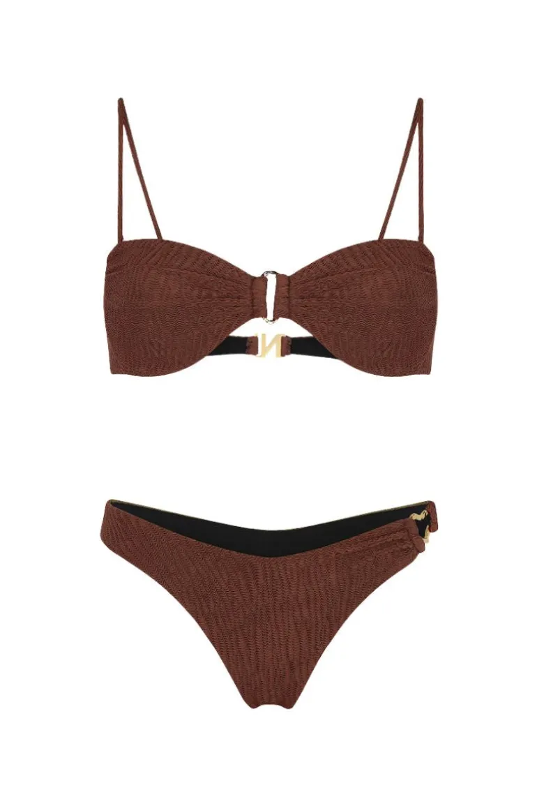 Swimwear<CULT MIA ONDAS BROWN BIKINI SET Marroco