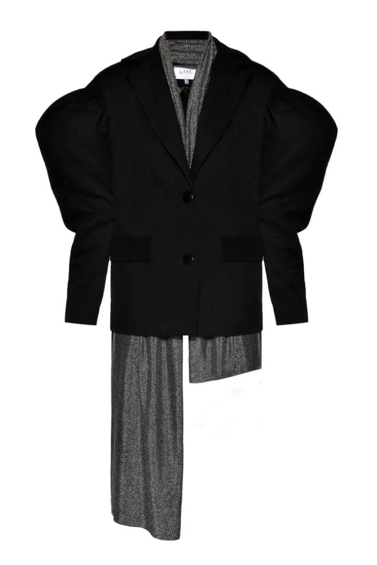 Blazers<CULT MIA ONYX BLAZER WITH REMOVABLE SCARF Black