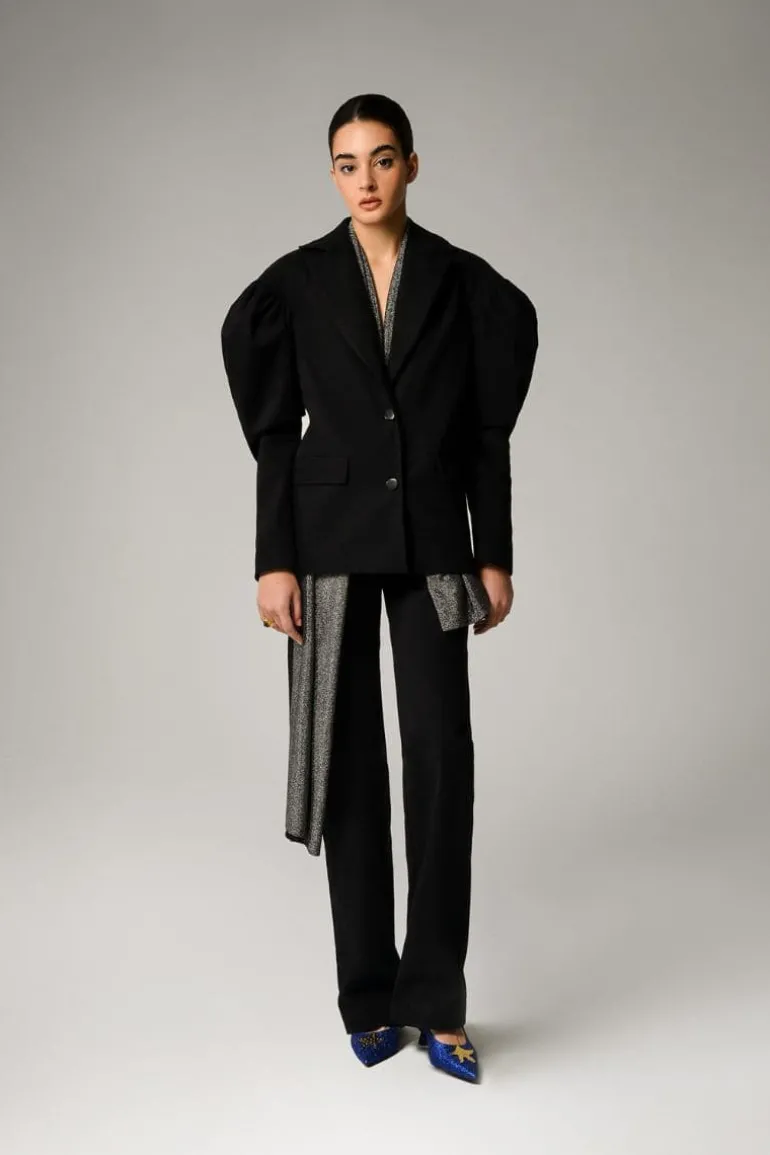 Blazers<CULT MIA ONYX BLAZER WITH REMOVABLE SCARF Black