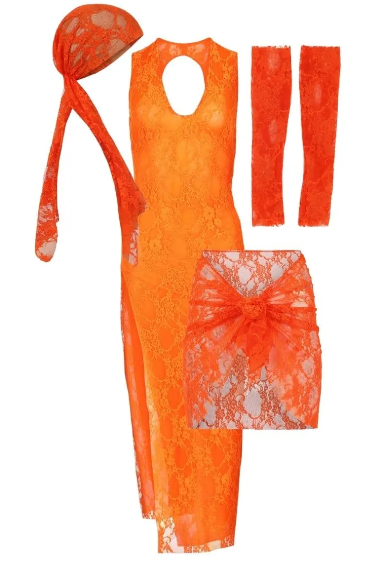 Outfit Sets<CULT MIA BELLUCCI MIDI DRESS AND ACCESSORIES SET Orange