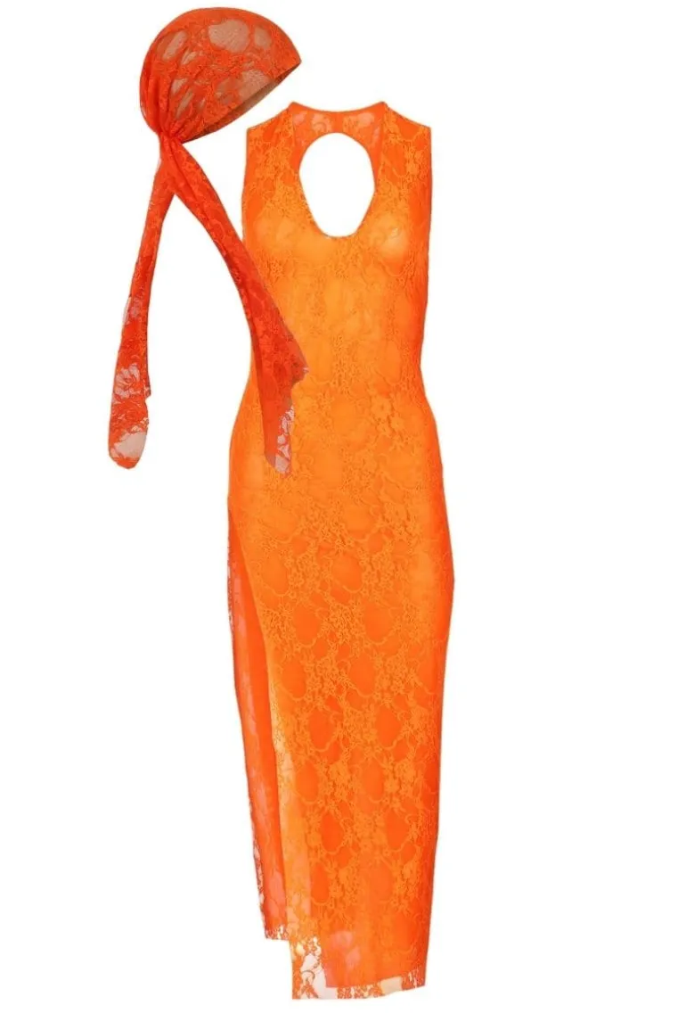 Dresses | Midi Dresses<CULT MIA BELLUCCI MIDI DRESS AND VITA HEADSCARF SET Orange