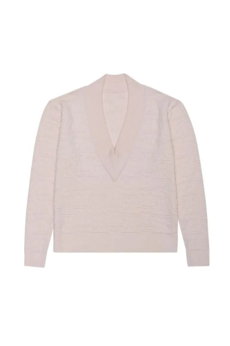 Knitwear<CULT MIA ORCA MERINO WOOL V-NECK SWEATER Porcelain