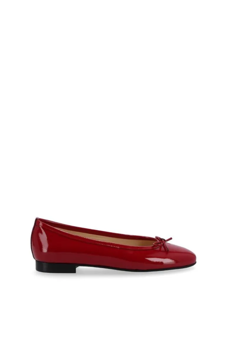 Flats<CULT MIA ORIANA ONIX RED LEATHER BALLET FLATS