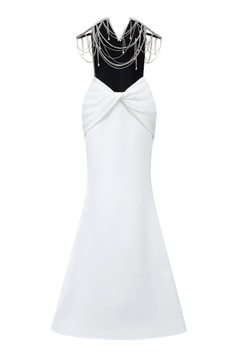 Dresses | Gowns<CULT MIA ORIANA ROYAL TAFFETA FISHTAIL GOWN Black + White