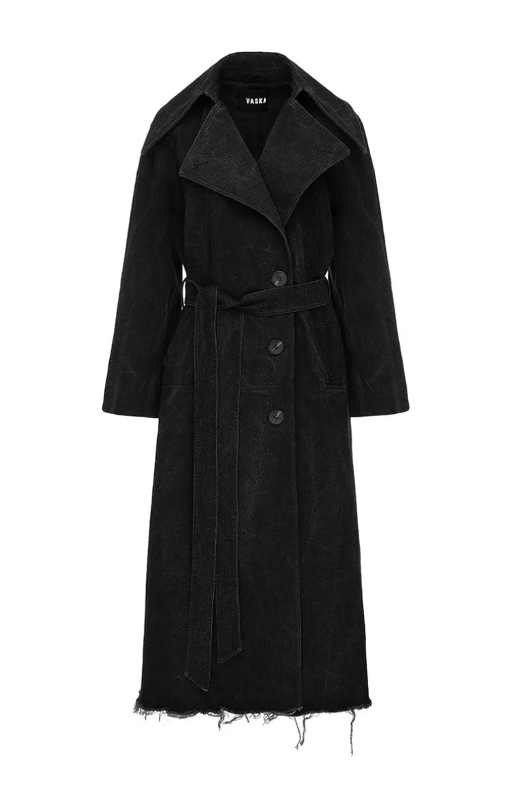 Coats<CULT MIA OVERSIZED WASHED DENIM TRENCH COAT Black