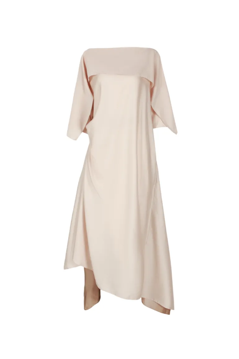 Dresses | Midi Dresses<CULT MIA PACHECO STRAIGHT BOAT NECK SILK BLEND MIDI DRESS Cream