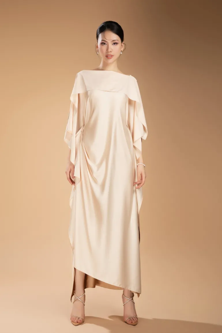 Dresses | Midi Dresses<CULT MIA PACHECO STRAIGHT BOAT NECK SILK BLEND MIDI DRESS Cream