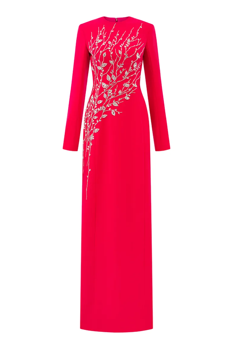 Dresses | Gowns<CULT MIA PADDED SHOULDER CRYSTAL EMBELLISHED STRAIGHT DRESS Pink