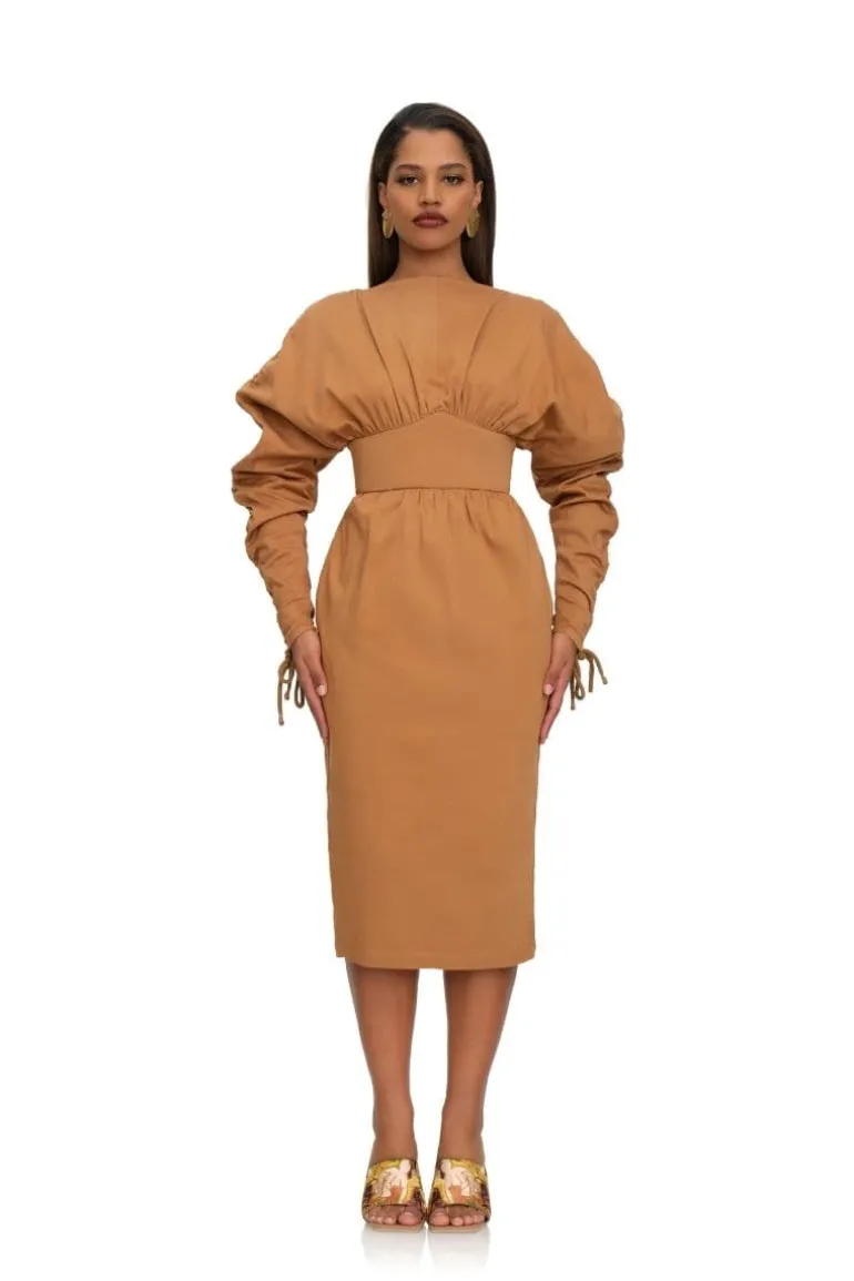 Dresses | Midi Dresses<CULT MIA PALLA RUCHED SLEEVE DRESS