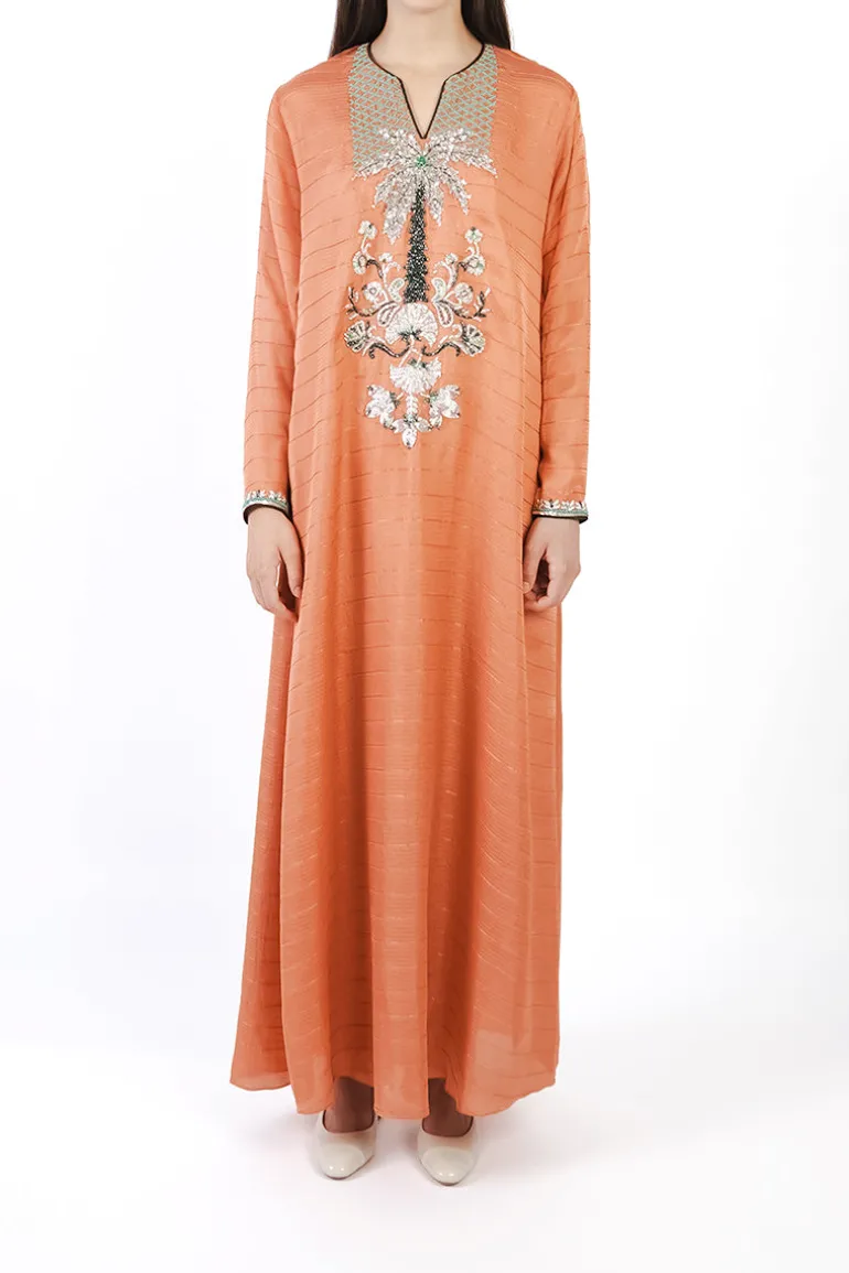 Dresses<CULT MIA PALM TREE EMBELLISHED DRESS IN Soft Orange