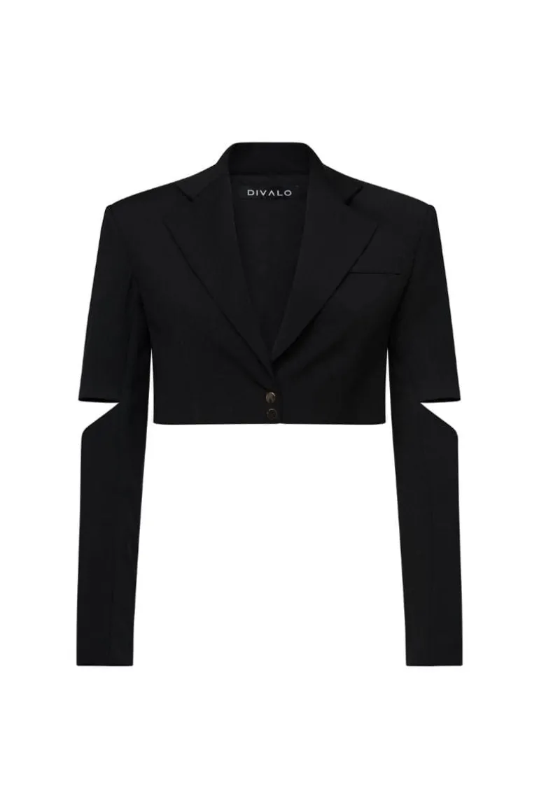 Blazers<CULT MIA PALMIRA CROPPED CUT-OUT BLAZER Black