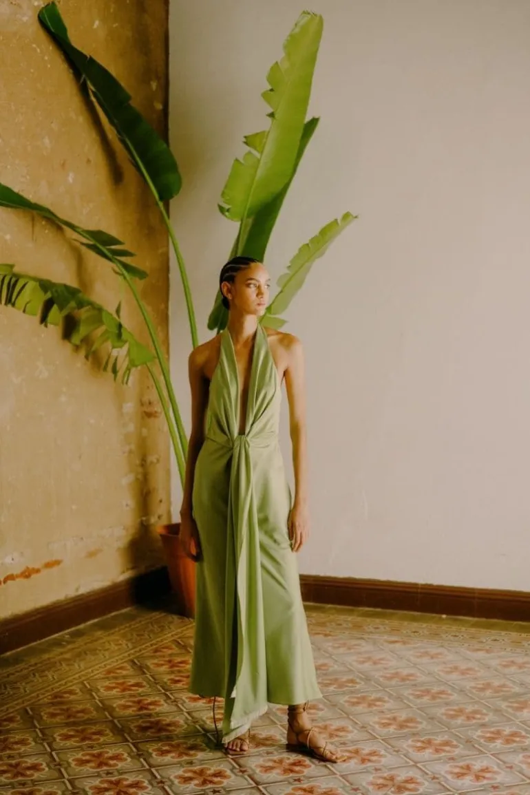 Dresses<CULT MIA PAM II WRAP MAXI DRESS Citrus Green