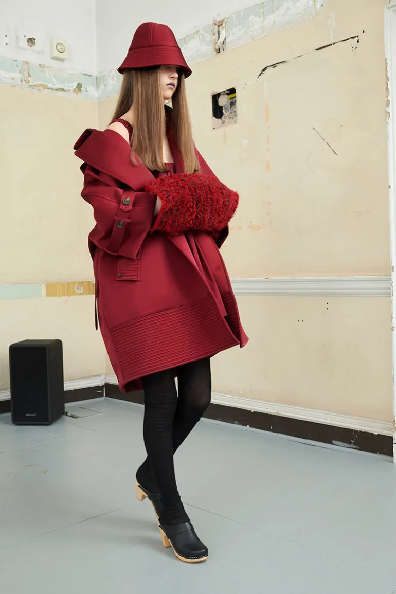 Coats<CULT MIA PARK LANE OVERSIZED COAT IN Deep Cherry
