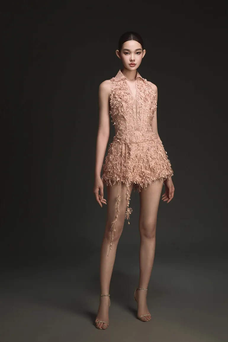 Jumpsuits<CULT MIA PEACH BEADED LACE JUMPSUIT Light Pink