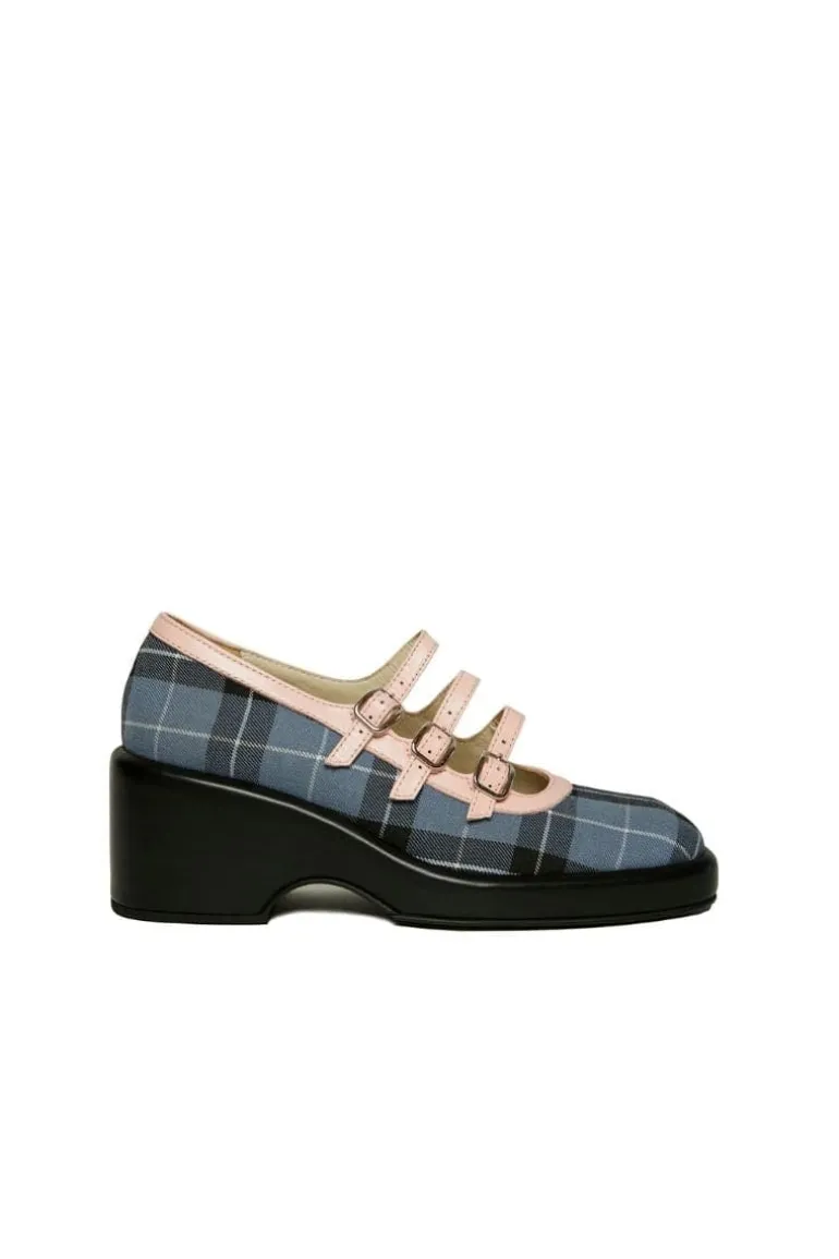 Flats<CULT MIA PEACHY COMBINED MARY JANE Peachy/Light Baby Blue/Black