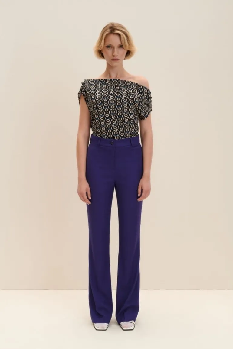 Pants<CULT MIA PERSIAN INDIGO TAILORED FLARED PANTS Purple