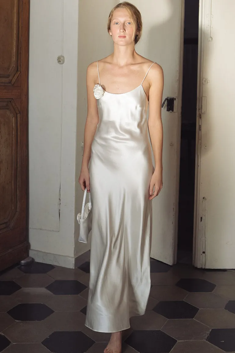 Dresses | Midi Dresses<CULT MIA PETALS SILK BIAS-CUT DRESS IN White