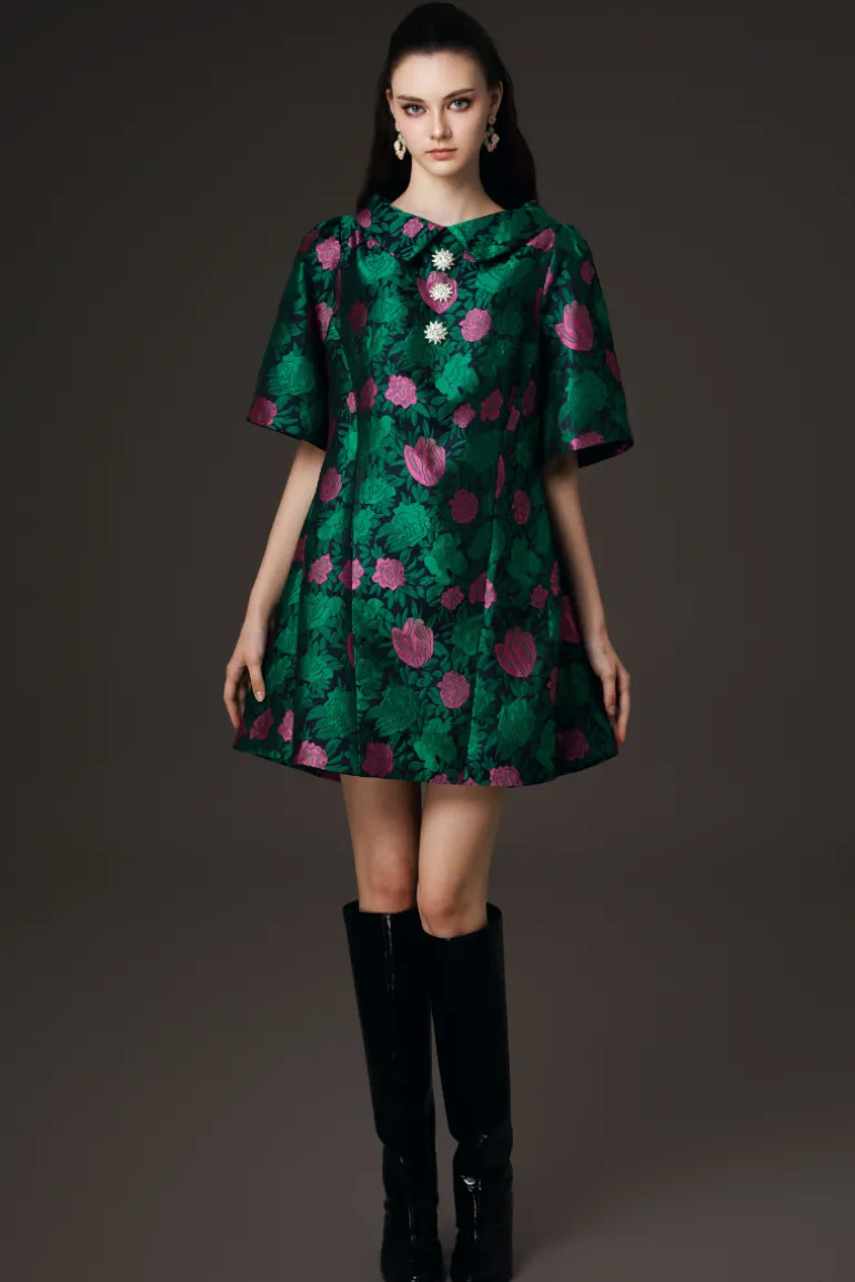 Dresses | Mini Dresses<CULT MIA PETER PAN COLLAR A-LINE MINI DRESS Green