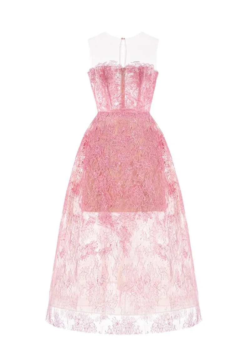 Dresses | Midi Dresses<CULT MIA BEADED LACE MIDI DRESS Pink