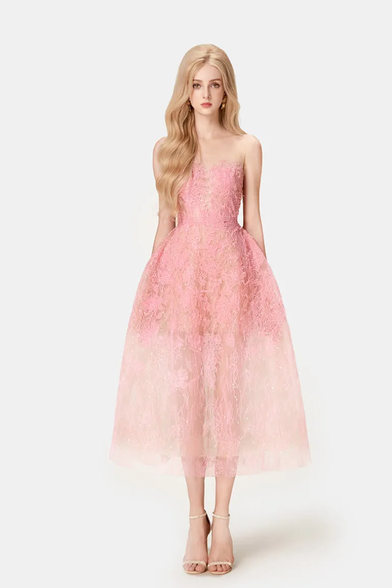 Dresses | Midi Dresses<CULT MIA BEADED LACE MIDI DRESS Pink
