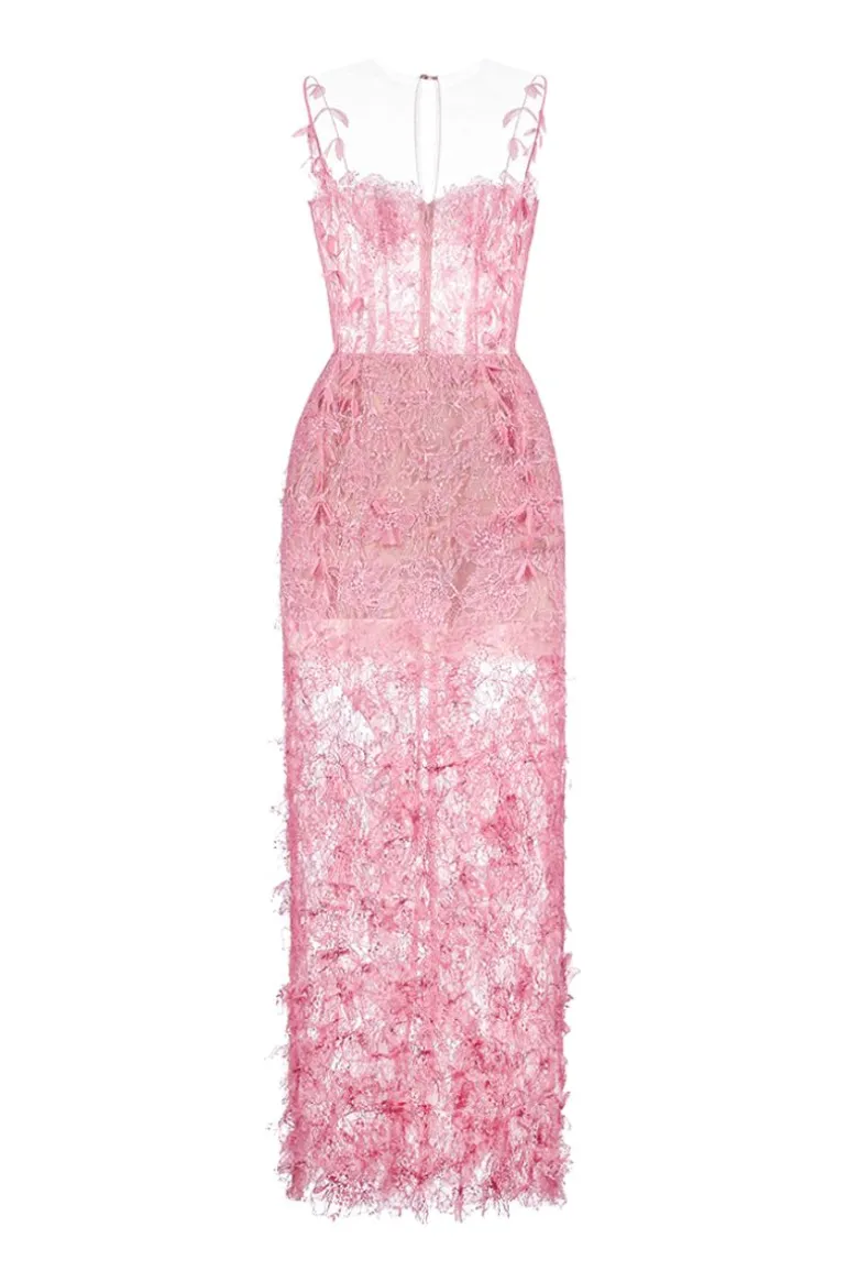 Dresses | Midi Dresses<CULT MIA BEADED LACE PENCIL MIDI DRESS Pink