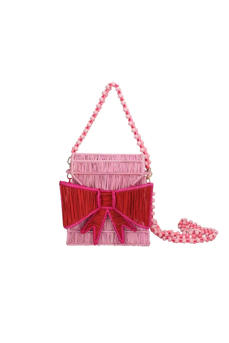 Shoulder Bags<CULT MIA PINK BOW HANDBAG Pink and Red