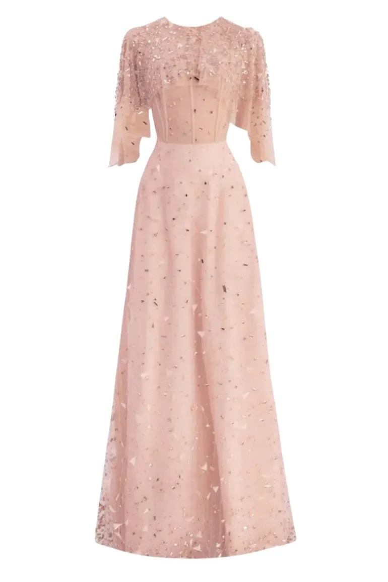 Dresses | Gowns<CULT MIA CRYSTAL EMBELLISHED MESH MAXI DRESS Pink