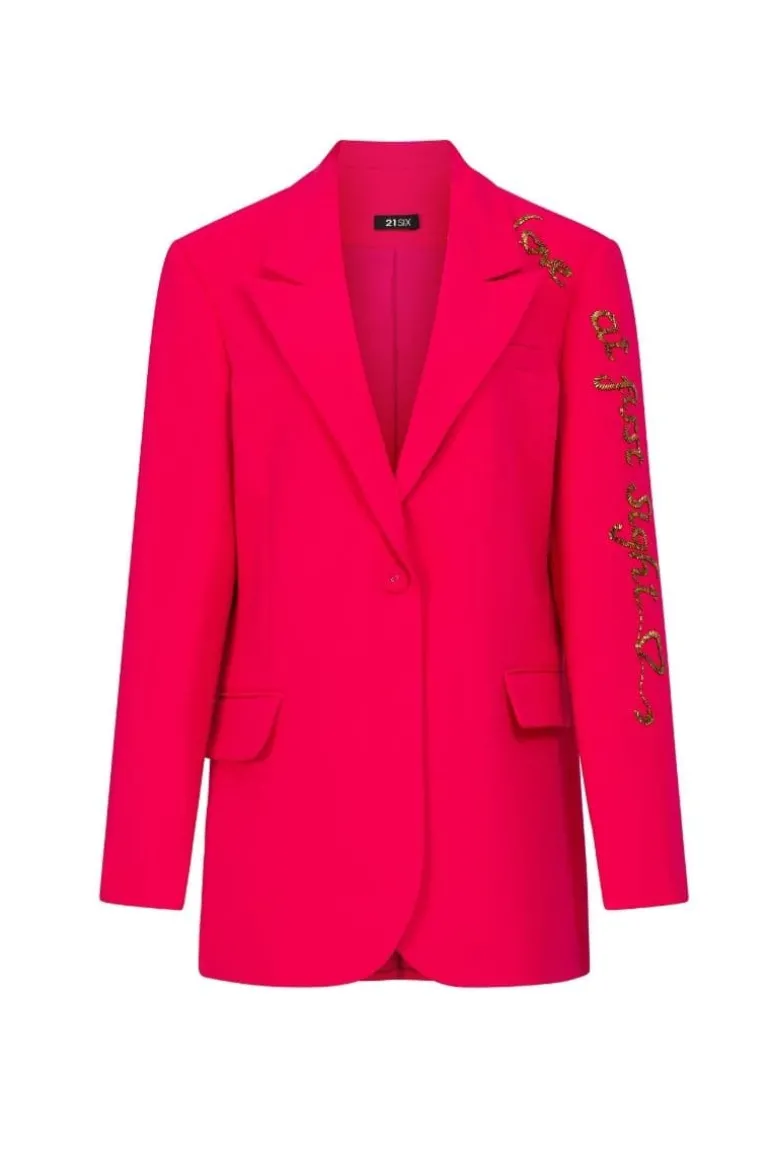 Jackets<CULT MIA ERICA TEXTURE ATTACHED JACKET Pink