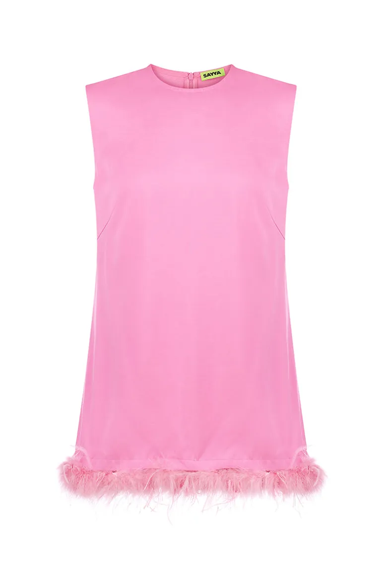 Tops<CULT MIA FEATHERS LONG TOP Pink