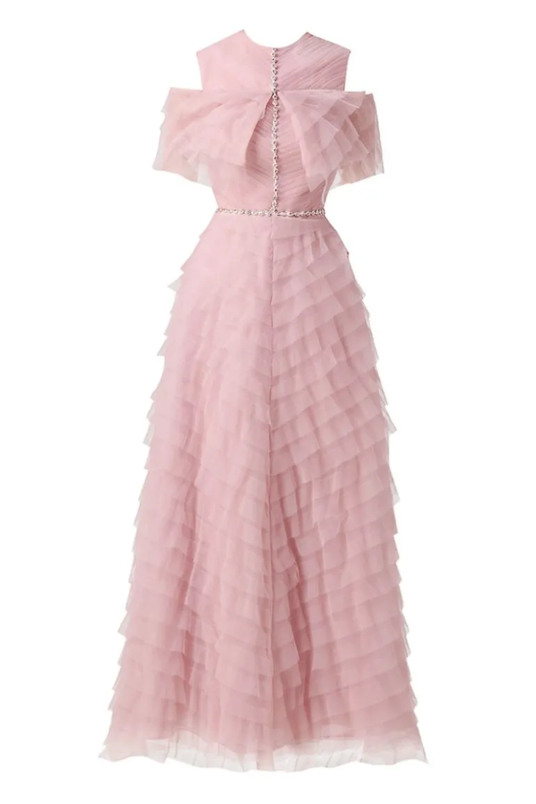 Dresses | Midi Dresses<CULT MIA LAYERED COLD SHOULDER SLEEVED ORGANZA MIDI DRESS Pink