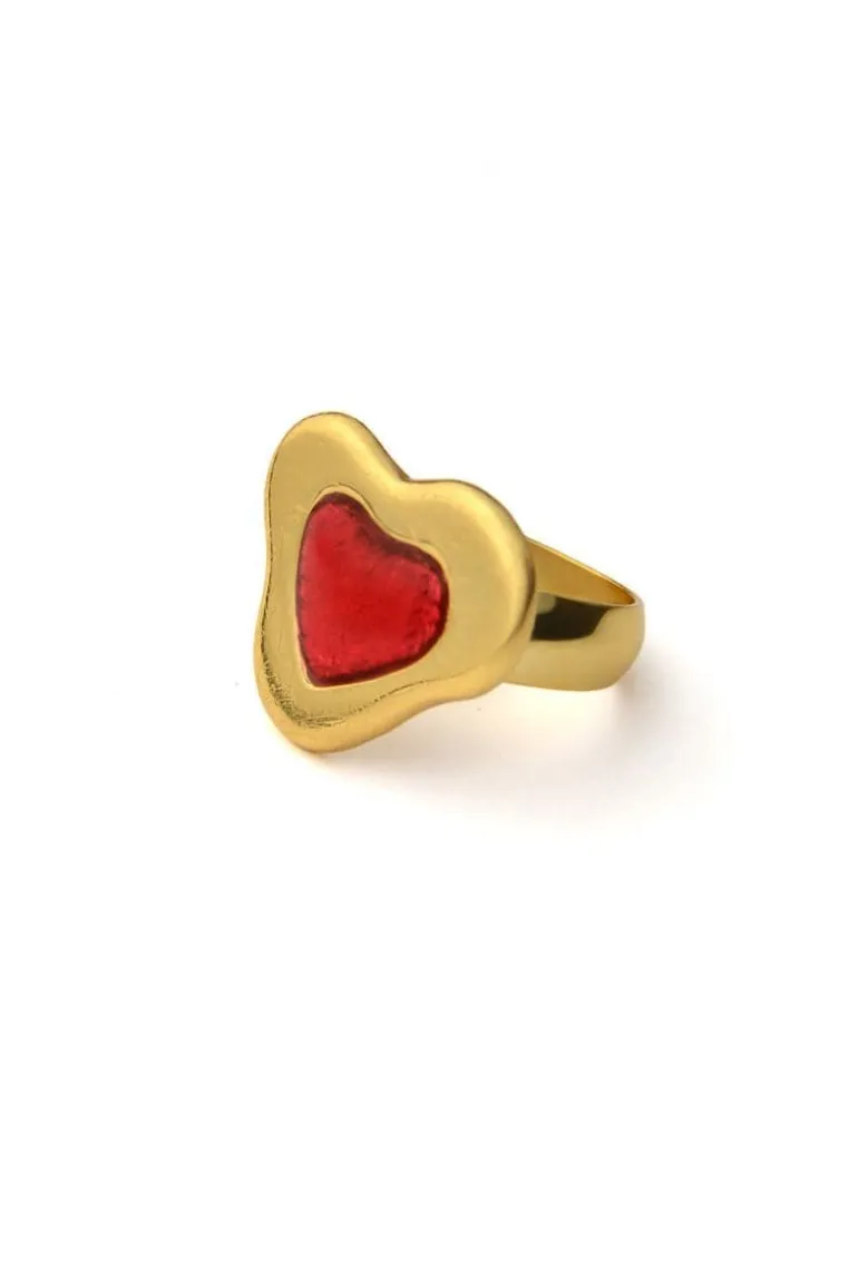 Rings<CULT MIA PINK LOVE RING Gold Plated