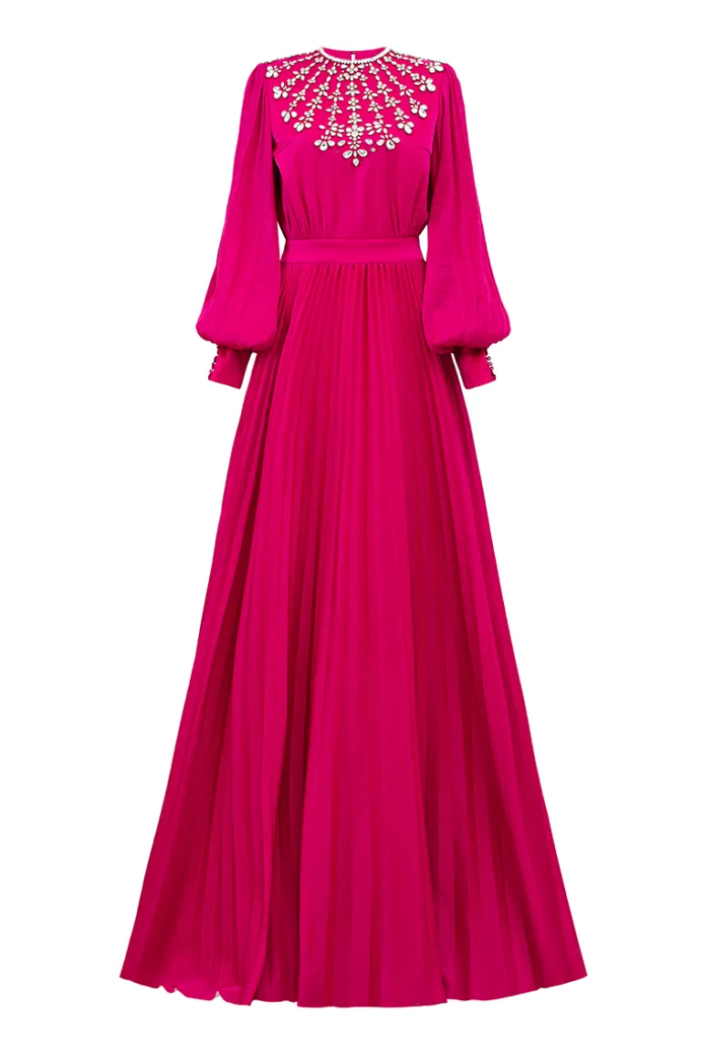 Dresses | Gowns<CULT MIA PLEATING GOWN WITH BACK SLIT Pink