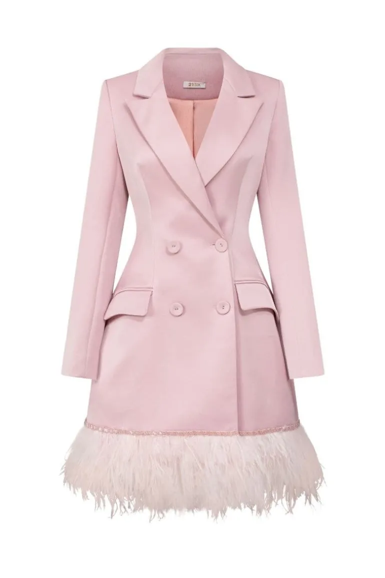 Dresses | Mini Dresses<CULT MIA ROSA TAFFETA FEATHER BLAZER DRESS Pink