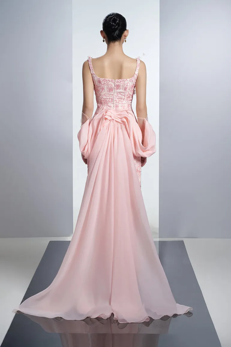Dresses<CULT MIA ROSES ORGANZA MAXI DRESS WITH GLOVES IN Pink