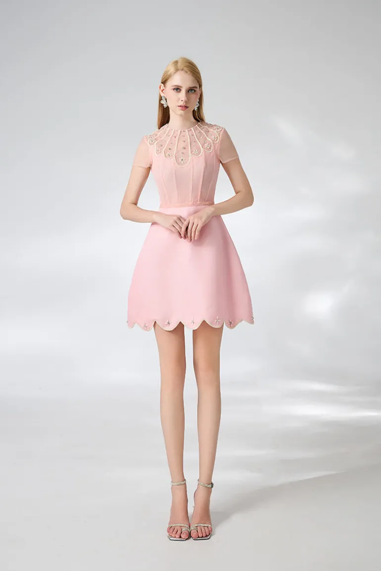 Dresses | Mini Dresses<CULT MIA ROUND NECK SPANDEX MINI DRESS Pink