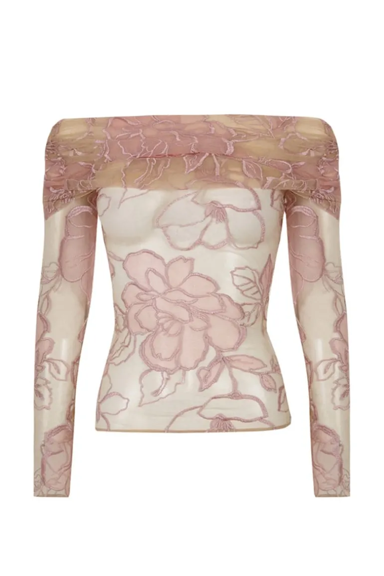 Tops<CULT MIA SHEER LINGERIE TOP Pink