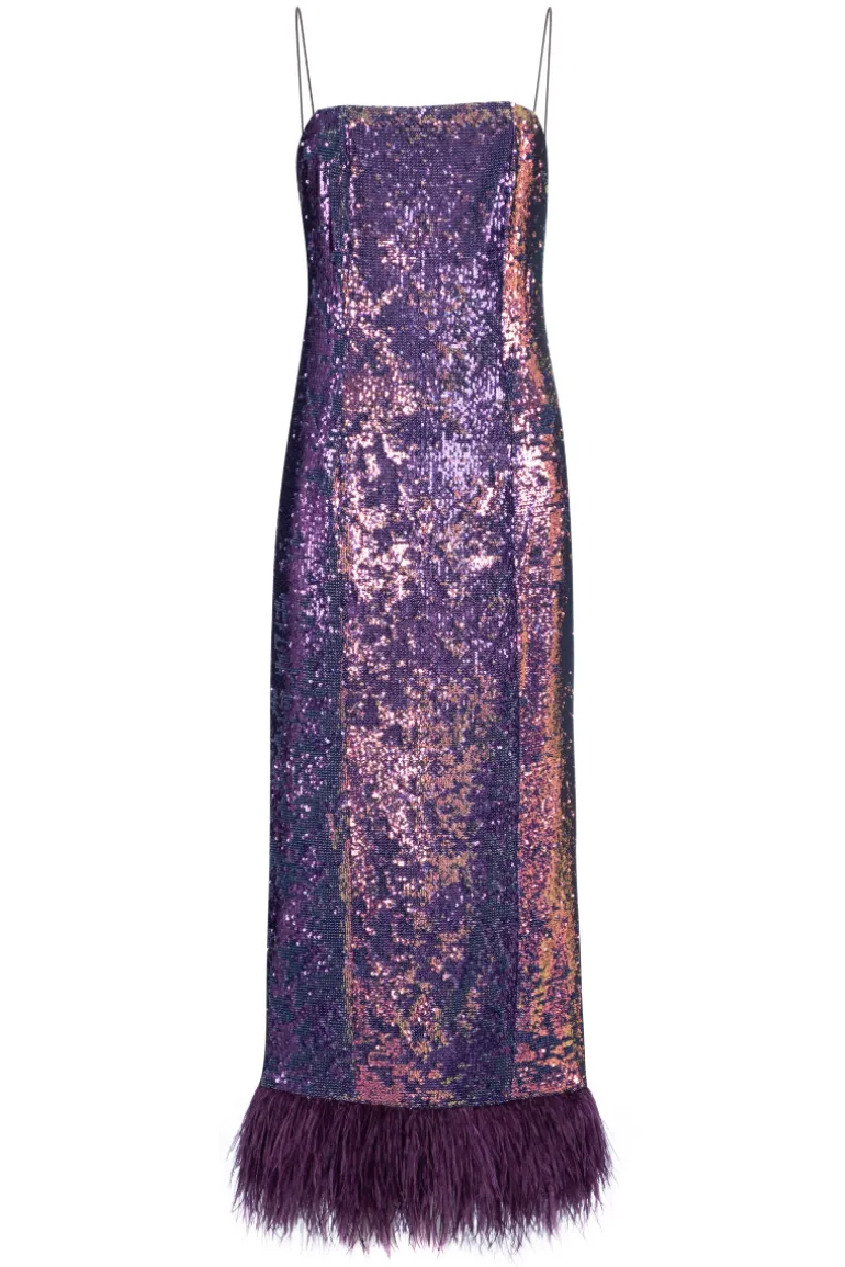 Dresses | Midi Dresses<CULT MIA SEQUINED MIDI DRESS WITH FEATHER Plum