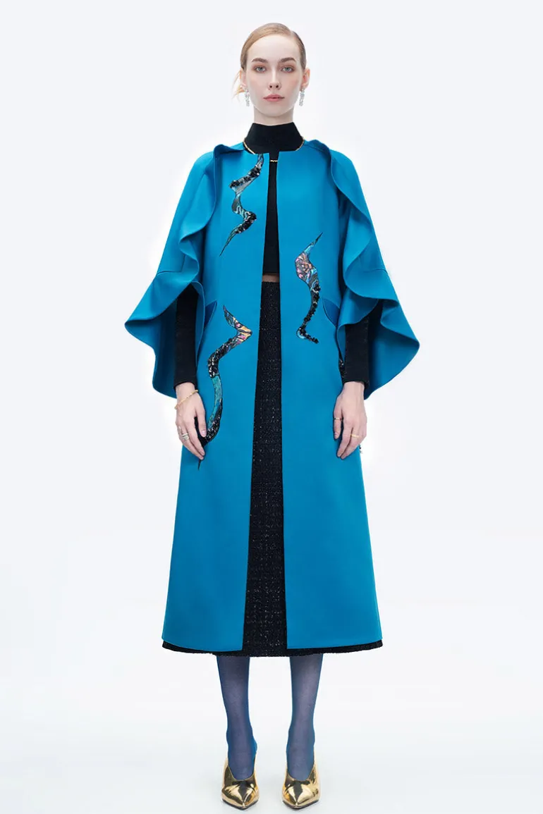 Coats<CULT MIA POPPY OF THE MOON COAT IN BLUE Star Command Blue